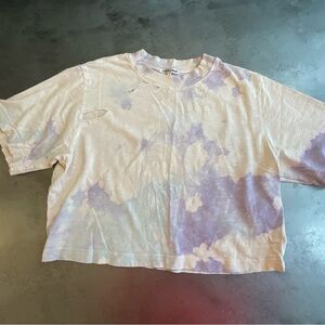 Cotton Citizen Lavender and Cream Tie-Dye Cropped Tee